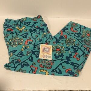 LuLaRoe NWOT Leggings TC2! Teal Floral Print! Gorgeous & Soft! Tall & Curvy 2